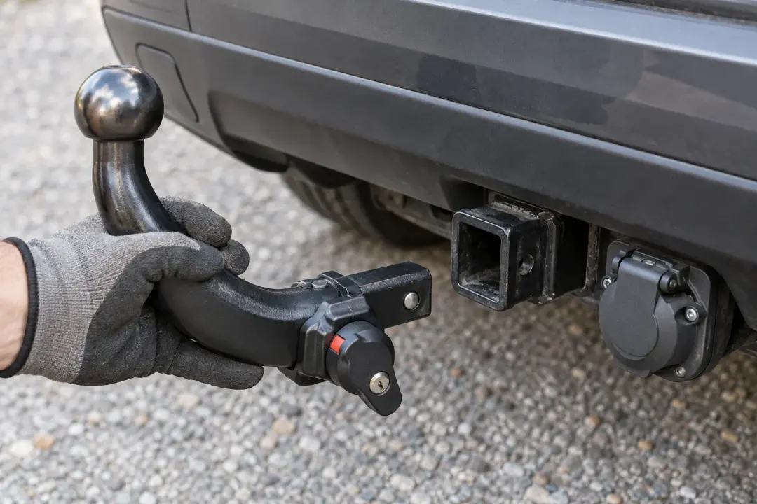 Removable towball assembly beside a receiving mount